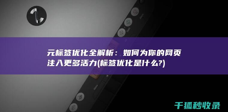 元标签优化全解析：如何为你的网页注入更多活力 (标签优化是什么?)